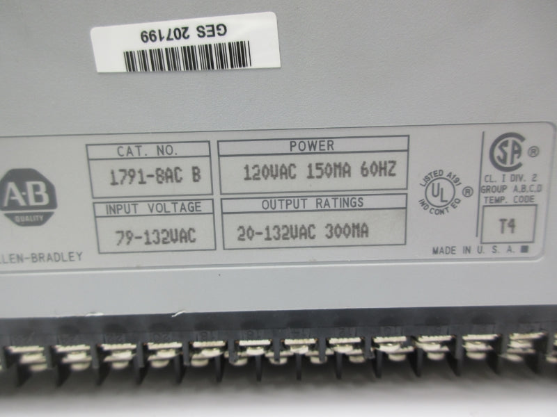 ALLEN BRADLEY 1791-8AC SER. B 79-132VAC (AS PICTURED) UNMP