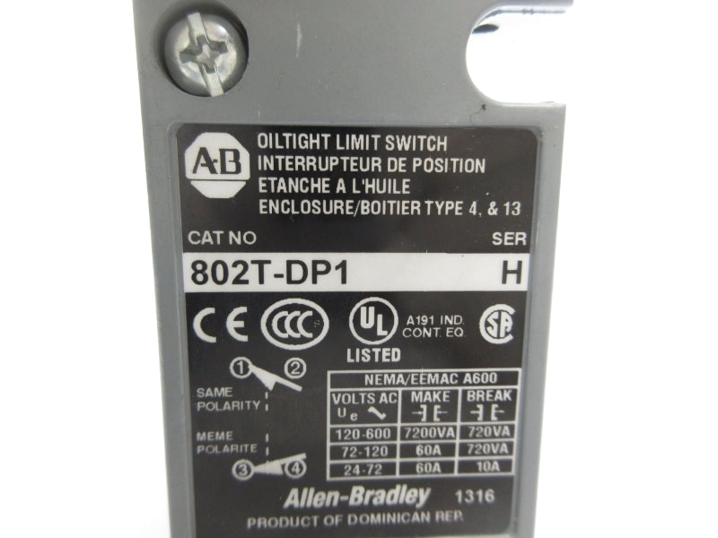 ALLEN BRADLEY 802T-DP1 SER. H 120-600VAC 60A (AS PICTURED) NSNP