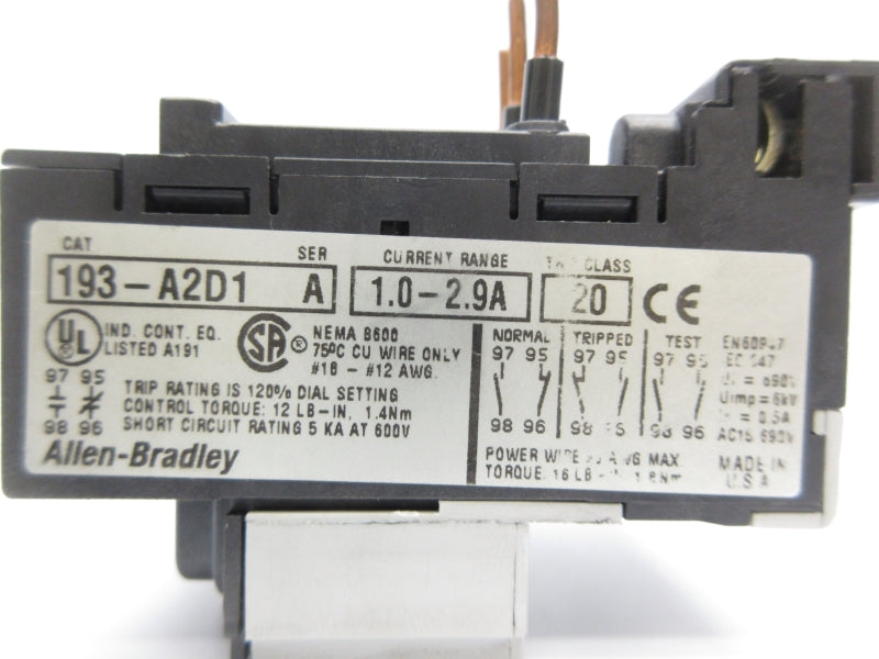 ALLEN BRADLEY 193-A2D1 SER. A 1.0-2.9A NSNP