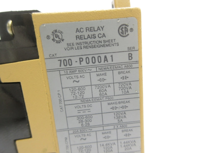 ALLEN BRADLEY 700-P000A1 SER. B 110/115-120V 10A UNMP