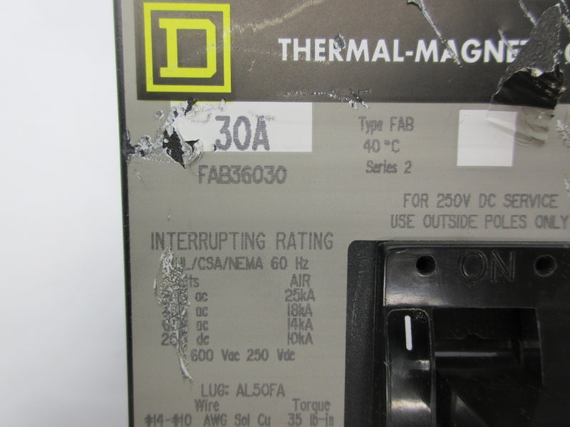 SQUARE D FAB36030 SER. 2 600VAC 30A (AS PICTURED) NSNP
