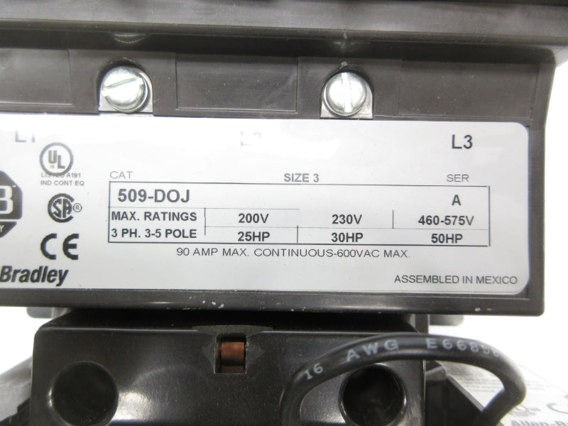 ALLEN BRADLEY 509-DOJ SER. A 24V 90A UNMP