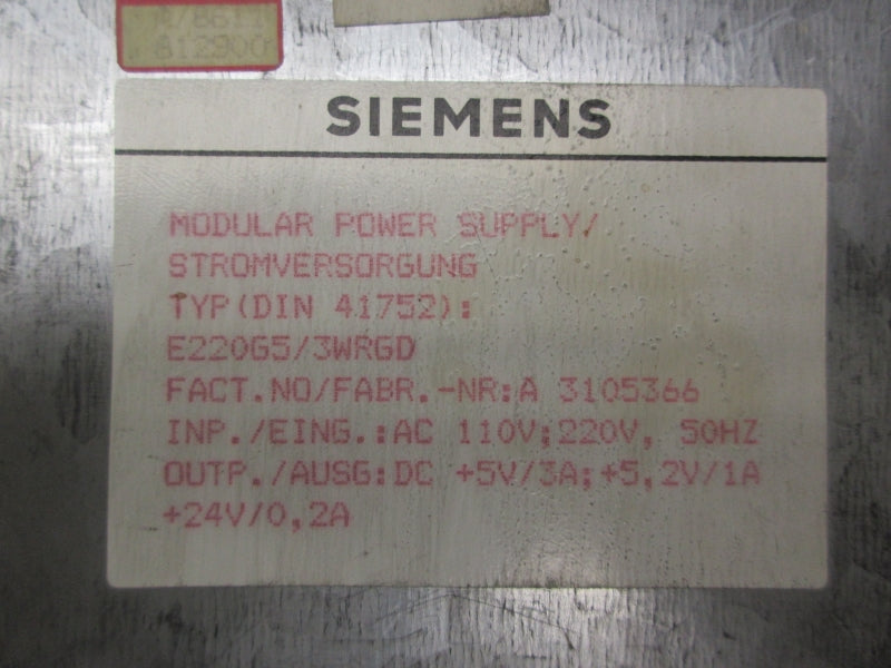 SIEMENS E220G5/3WRGD 110/220V UNMP