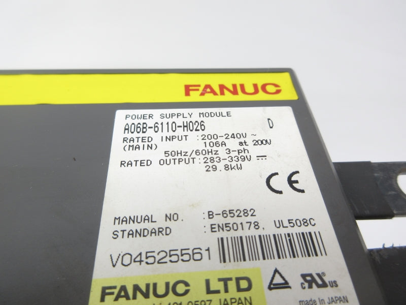 FANUC A06B-6110-H026 200-240V 106A (MISSING COVER) UNMP