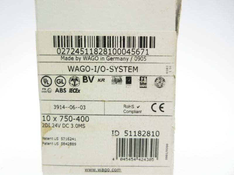 WAGO 750-400 24VDC (PKG OF 10) NSMP