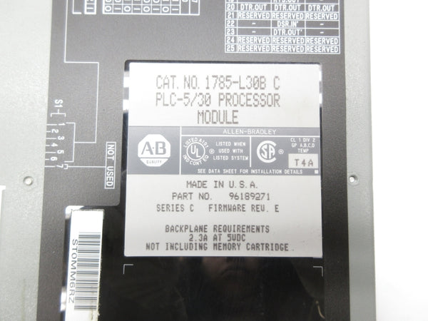 ALLEN BRADLEY 1785-L30B SER. C F/W E 5VDC 2.3A (NO KEY) NSNP
