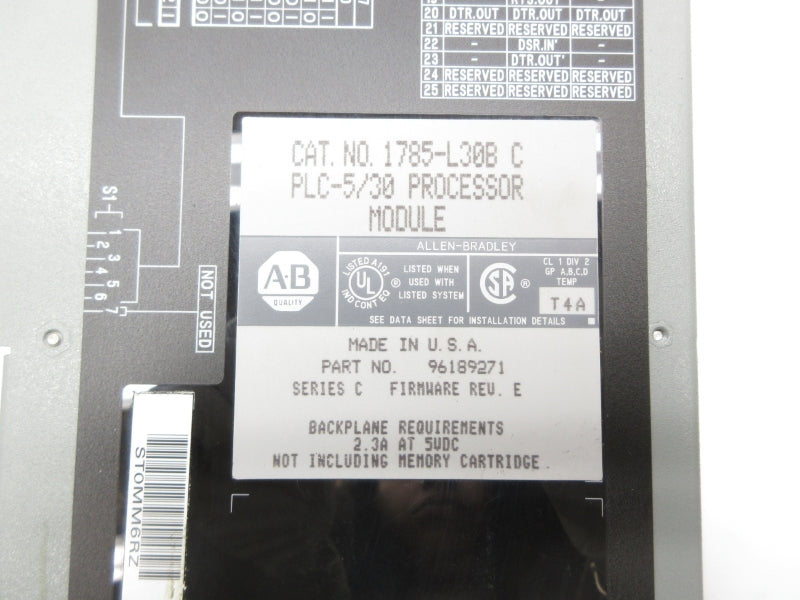 ALLEN BRADLEY 1785-L30B SER. C F/W E 5VDC 2.3A (NO KEY) NSNP