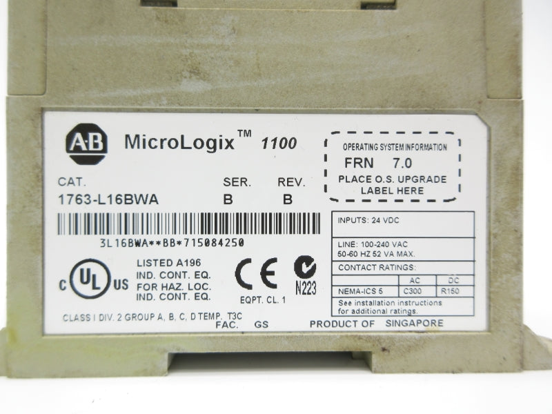 ALLEN BRADLEY 1763-L16BWA SER. B F/W 7.0 24VDC UNMP