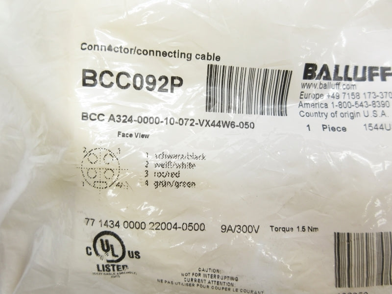 BALLUFF BCCA324-0000-10-072-VX44W6-050 BCC092P 300V 9A NSMP