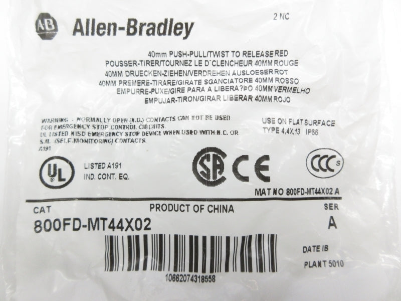 ALLEN BRADLEY 800FD-MT44X02 SER. A NSMP