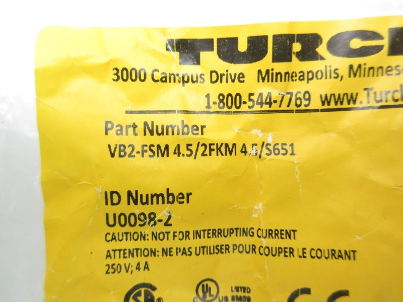 TURCK VB2-FSM4.5/2FKM4.5/S651 U0098-2 250V 4A NSMP