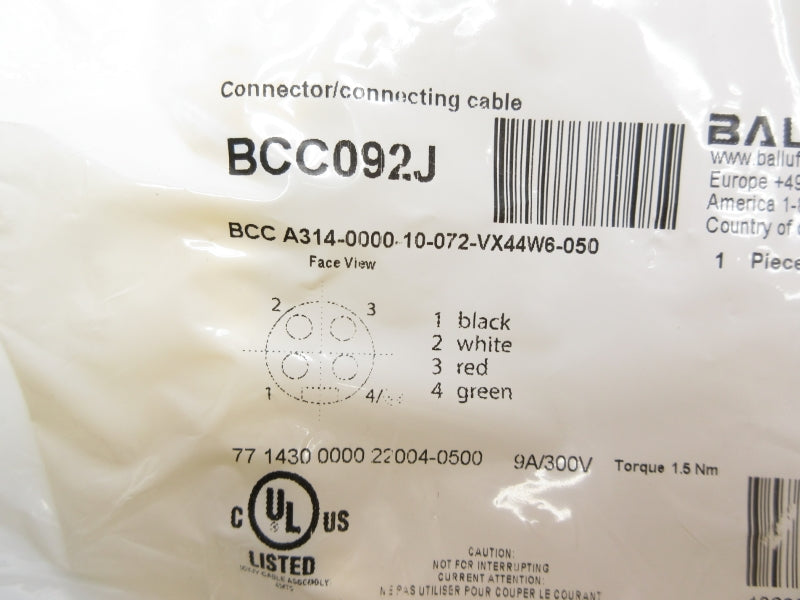 BALLUFF BCCA314-0000-10-072-VX44W6-050 BCC092J 300V 9A NSMP