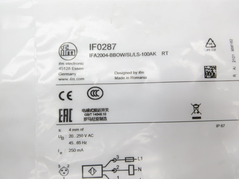 IFM EFECTOR IFA2004-BBOW/SL/LS/100AKRT IF0287 20-250VAC NSMP