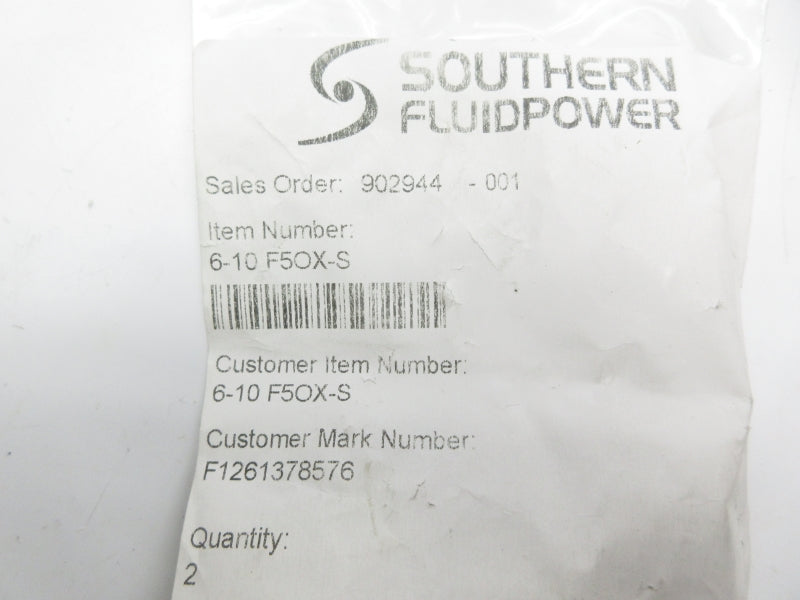 SOUTHWEST FLUIDPOWER 6-10FOX-S (PKG OF 2) NSMP