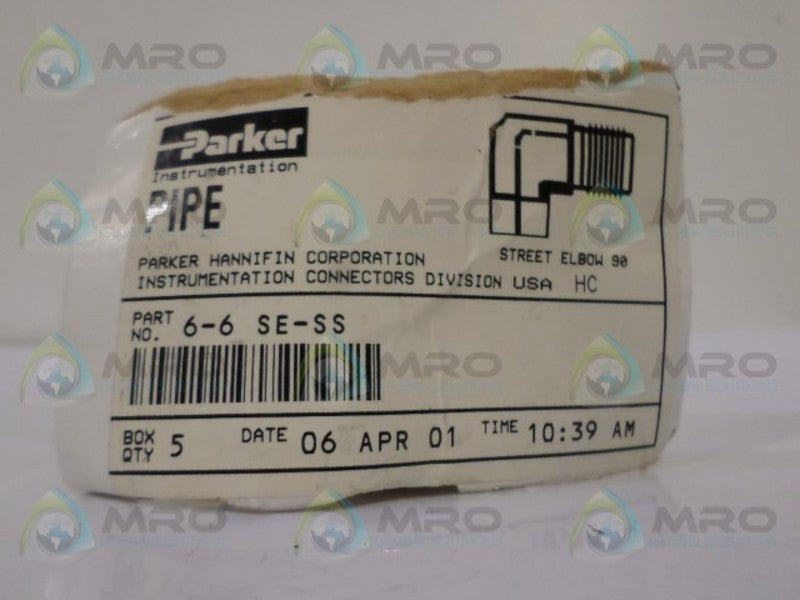 PARKER 6-6 SE-SS 90 DEGREE STREET PIPE ELBOW NSNP