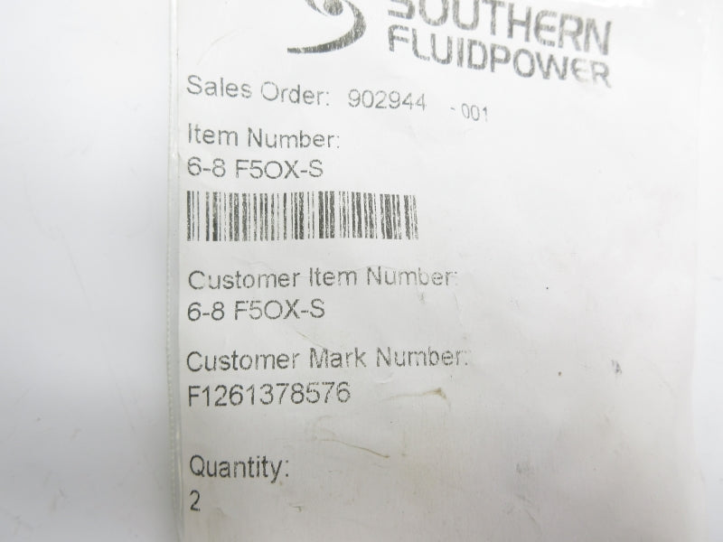SOUTHWEST FLUIDPOWER 6-8F5OX-S (PKG OF 2) NSMP
