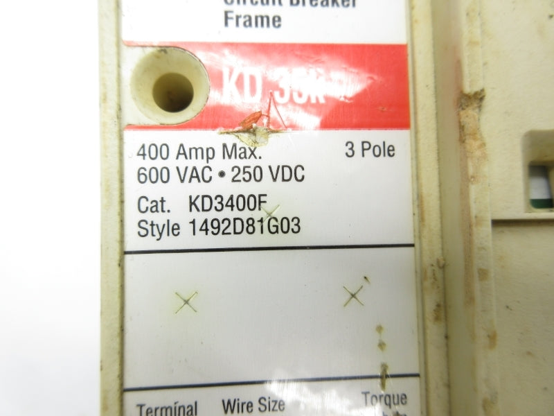 CUTLER HAMMER KD3400F 600VAC 400A UNMP