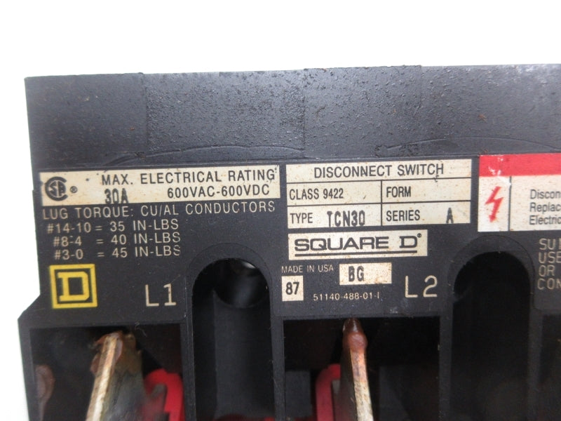 SQUARE D 9422TCN30 SER. A 600VAC/DC 30A NSNP