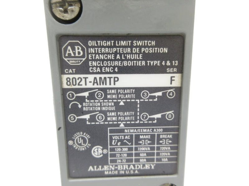 ALLEN BRADLEY 802T-AMTP SER. F 120-300VAC 60A UNMP