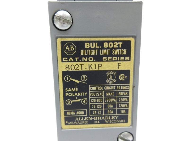 ALLEN BRADLEY 802T-K1P SER. F 120-600VAC 60A NSNP