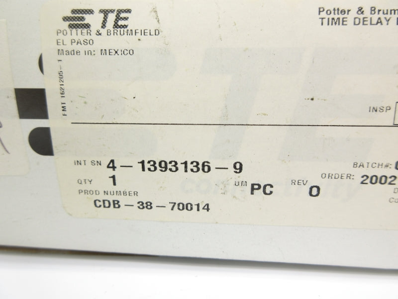 POTTER&BRUMFIELD CDB-38-70014 240VAC 10A 0.1-10A NSMP