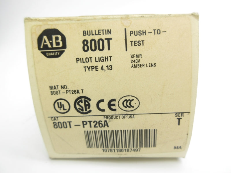 ALLEN BRADLEY 800T-PT26A SER. T 240V (WH) NSMP