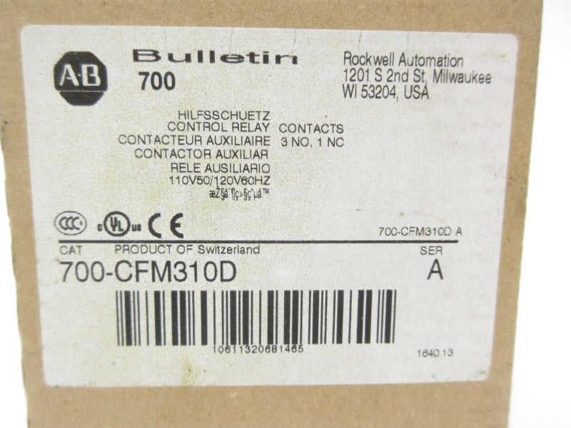ALLEN BRADLEY 700-CFM310D SER. A 110/120V (BR/WH) NSMP