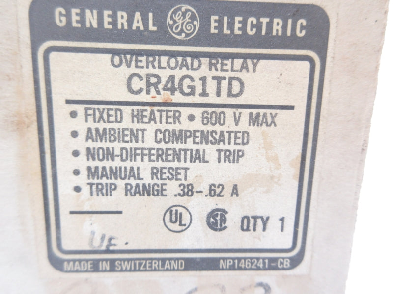 GENERAL ELECTRIC CR4G1TD 600V .38-.62A NSMP