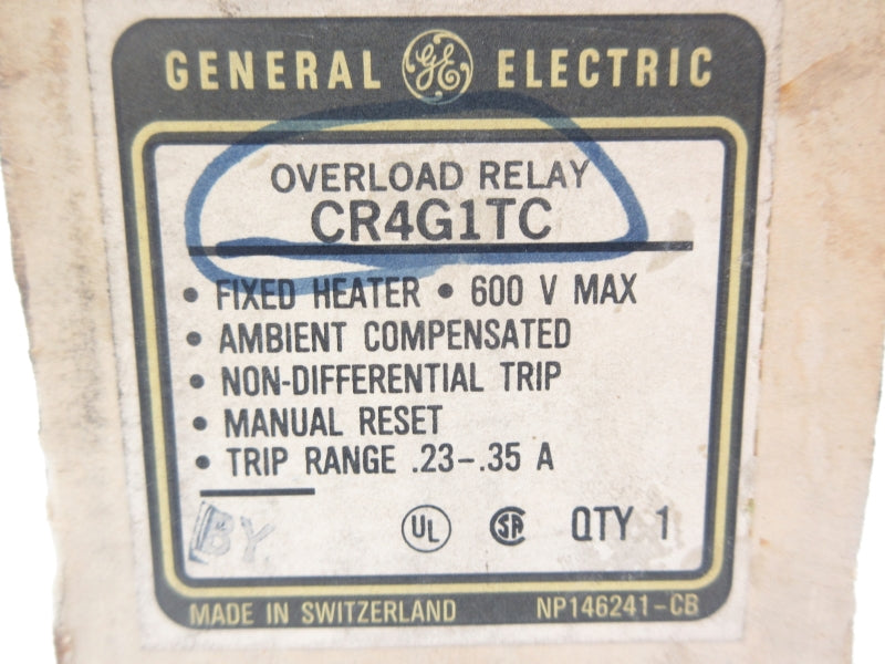 GENERAL ELECTRIC CR4G1TC 600V .23-.35A NSMP