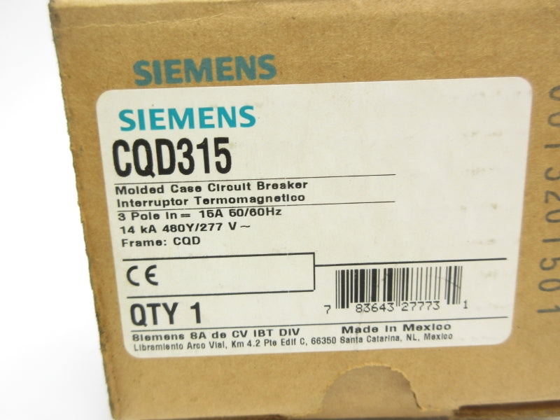 SIEMENS CQD315 277V 15A NSMP