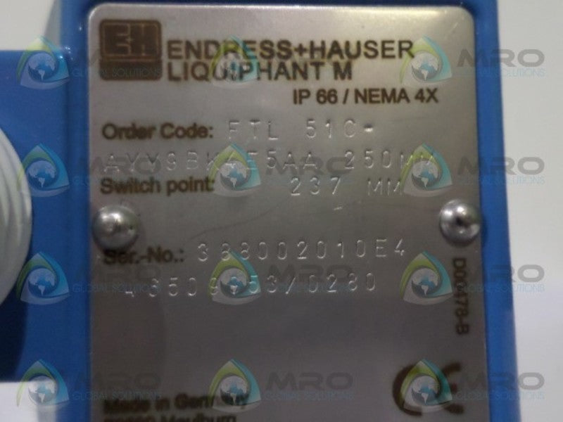 ENDRESS & HAUSER FTL51C-AYY9BK4E5AA LIQUIPHANT M TRANSMITTER NSNP