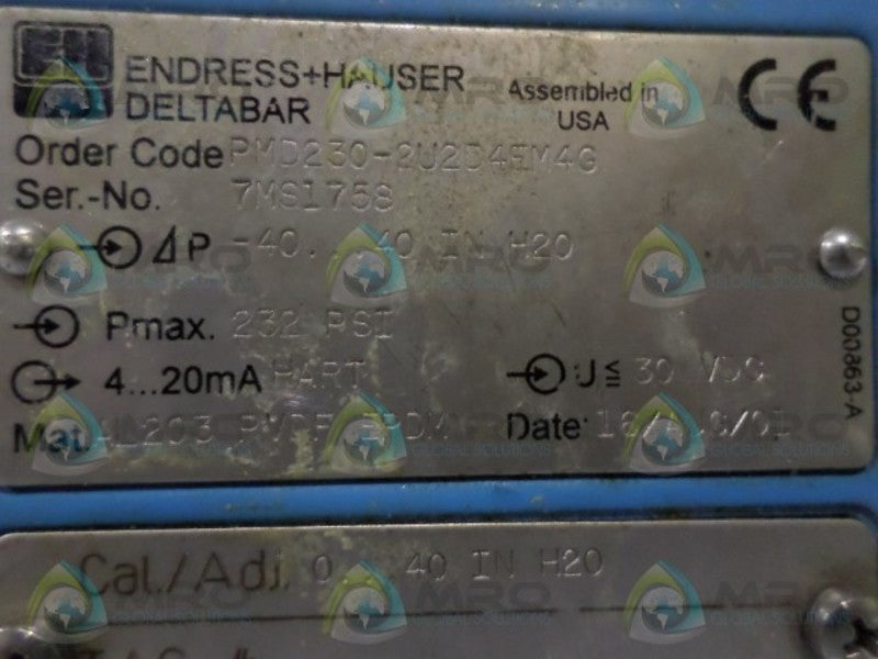 ENDRESS & HAUSER PMD230-2U2D4EM4G TRANSMITTER UNMP