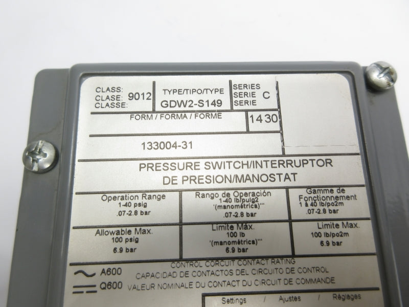 ALLEN BRADLEY 9012GDW2S149 SER. C 100PSI NSNP