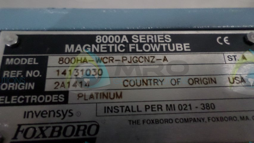 FOXBORO 8000A SERIES 800HA-WCR-PJGCNZ-A MAGNETIC FLOWTUBE *NEW NO BOX*