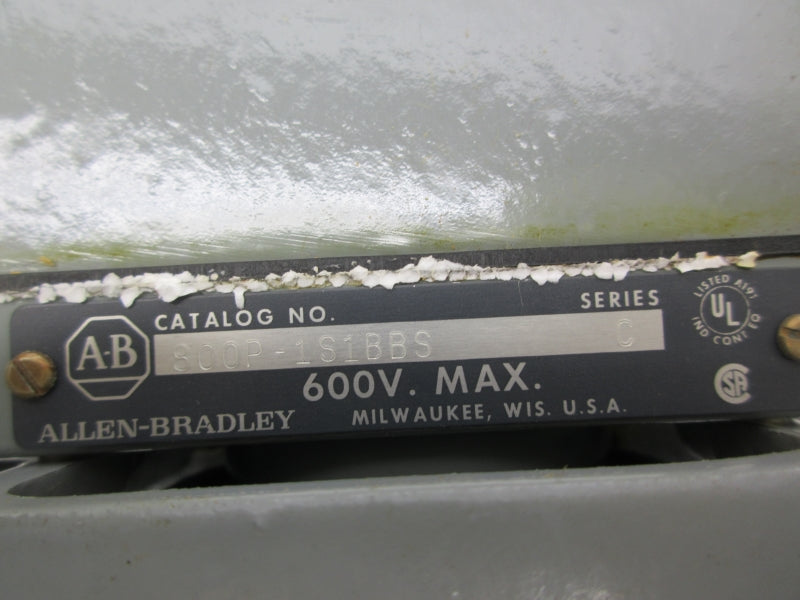 ALLEN BRADLEY 800P-1S1BBS SER. C 600V NSNP