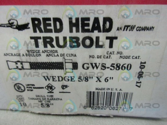 RED HEAD GWS-5860 TRUEBOLT WEDGE ANCHOR (BOX OF 10)  NSMP