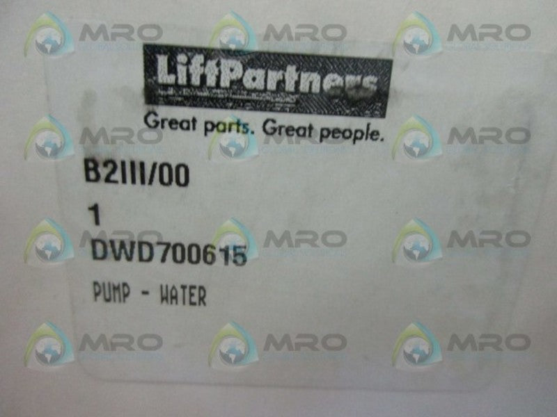 LIFT PARTNERS DWD700615 WATER PUMP (AS PICTURED)  NSMP