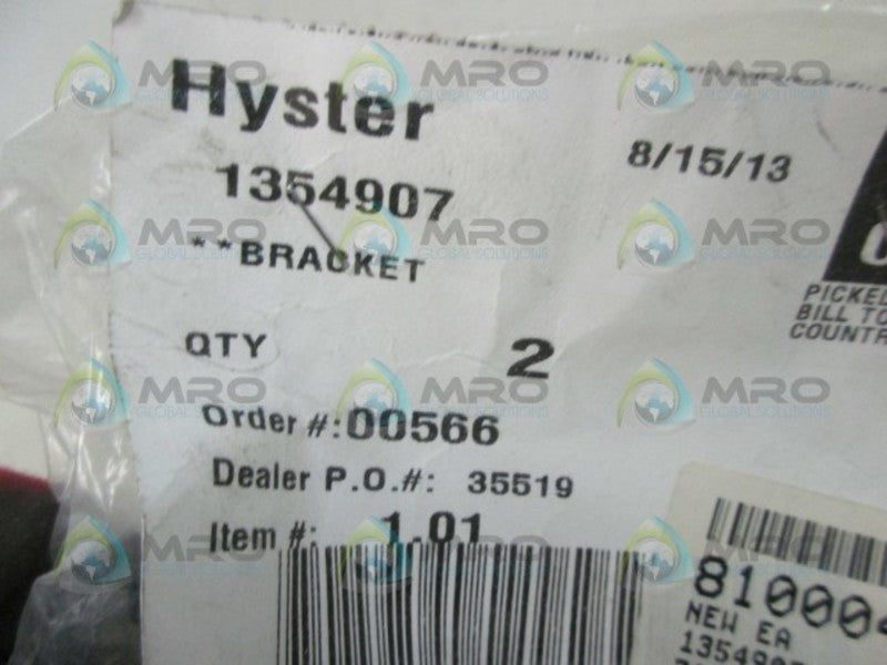 HYSTER 1354907 BRACKET (PK OF 2)  NSNP IN FACTOR BAG