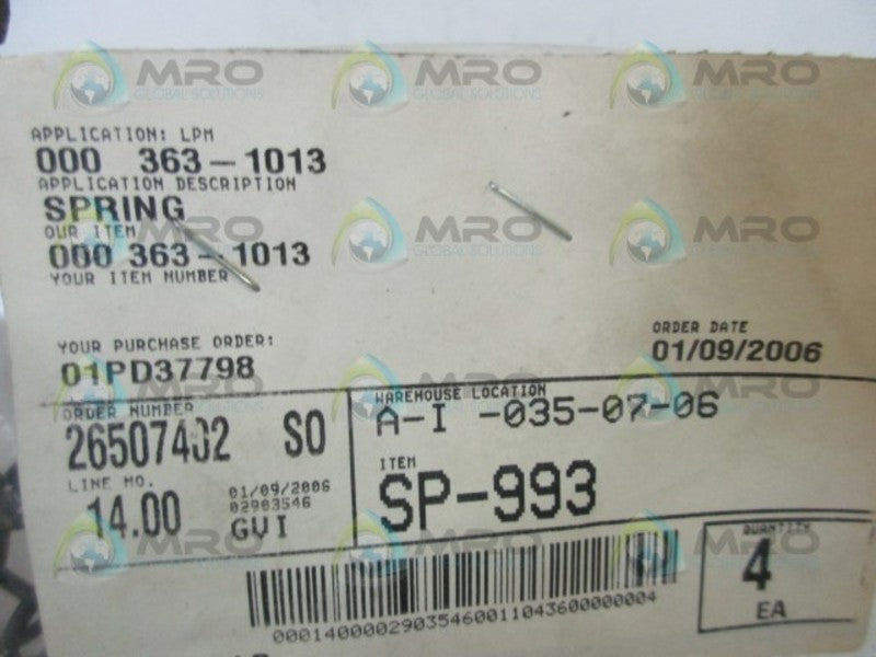 INDUSTRIAL MRO 000-363-10013 SPRING (PK OF 4) * NEW IN FACTORY BAG *