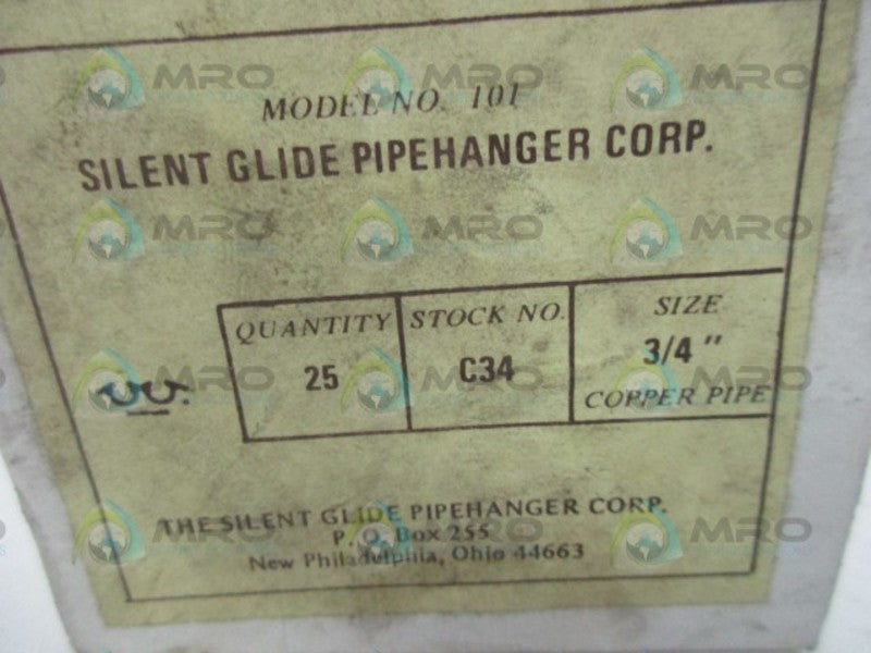 SLIENT GLIDE PIPEHANGER C34 (BOX OF 25)  NSMP