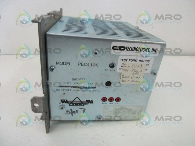 C & D TECHNOLOGIES PEC4139 LASE POWER SUPPLY  UNMP