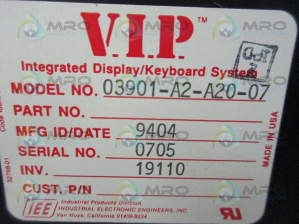 IEE 03901-A2-A20-07 INTERGRATED DISPLAY/KEYBOARD SYSTEM  UNMP