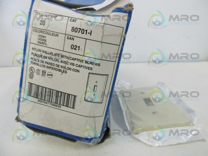 LEVITON 80701-I LIGHT TOGGLE WALL PLATE (BOX OF 20)  NSMP
