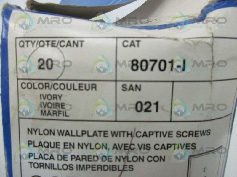 LEVITON 80701-I LIGHT TOGGLE WALL PLATE (BOX OF 20)  NSMP