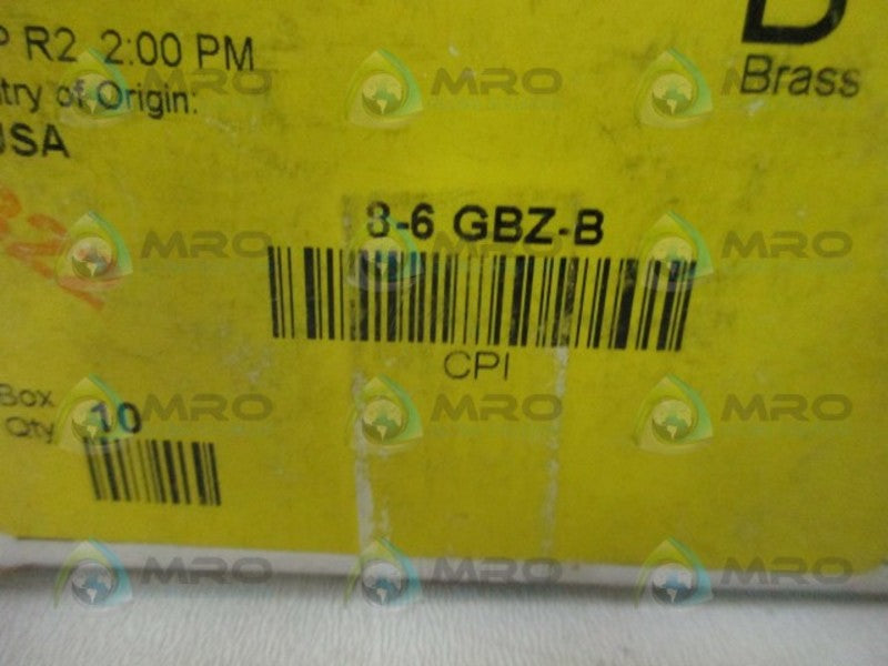 PARKER 8-6-GBZ-B CPI FITTING (BOX OF 10)  NSMP