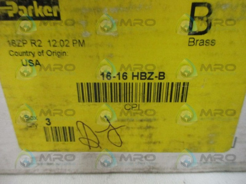 PARKER 16-16-HBZ-B CPI FITTING (BOX OF 3)  NSMP