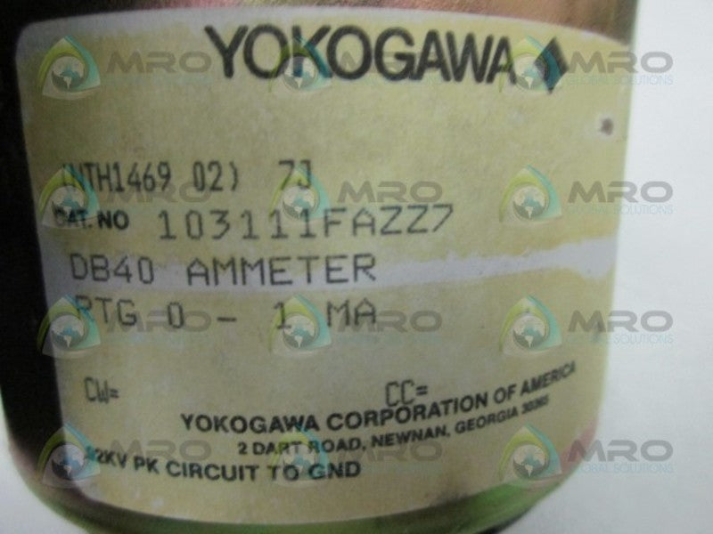 YOKOGAWA 103111FAZZ7 PANEL METER 0-100  UNMP