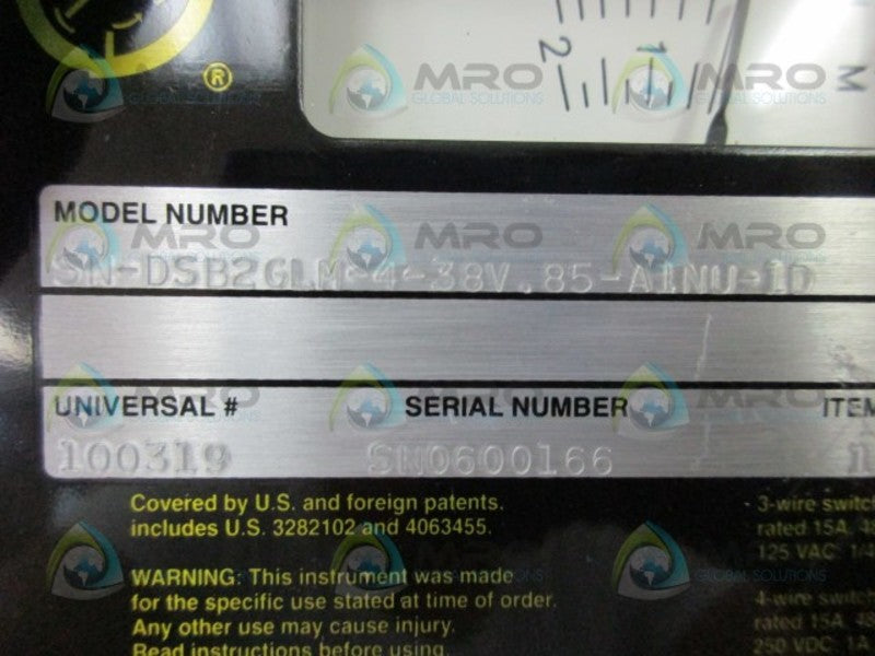 UNIVERSAL SN-DSB2GLM-4-38V.85-A1NU-10 FLOW MONITOR  UNMP