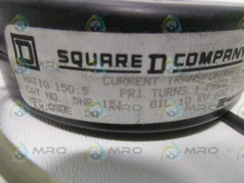 SQUARE D 5NR-151 TRANSFORMER RATIO 150:5  UNMP