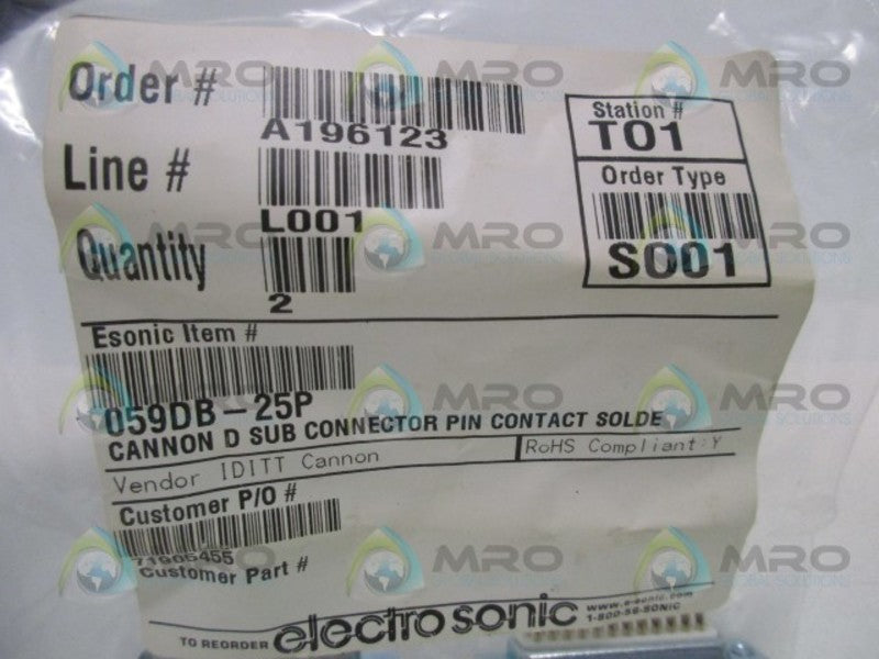 ELECTRO SONIC 059DB-25P (PKG OF 2) NSMP